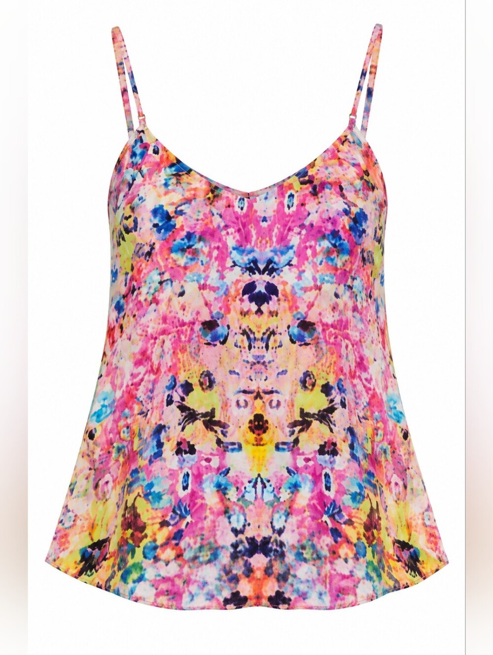 7th Element Floral Watercolor Pink Multi-Color Spaghetti Strap Cami